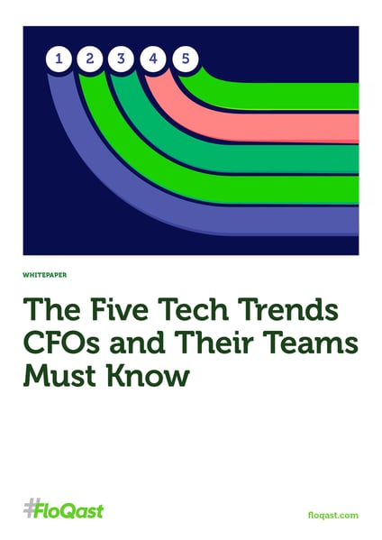 Whitepaper. The Fiver Tech Trends CFOs and Their Teams Must Know. Logo for FloQast, floqast.com